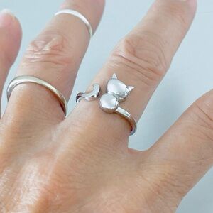 Sterling Silver Delicate Wraparound Cat Ring, Pet Animals, Kitty Rings, Kittens